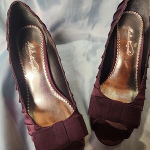 Elegant Purple, Satinlike Peep-Toe Heels Just In Time For Holiday Events